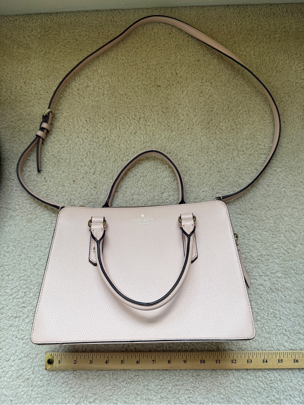 kate spade mulberry street Lise Pale Pink Leather Satchel with Detachable Strap